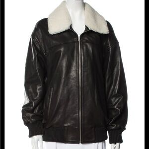 Nour Hammour Leather Aviator Jacket